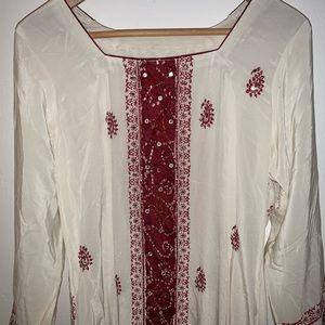 Red white bollywood indian tunic top kurti